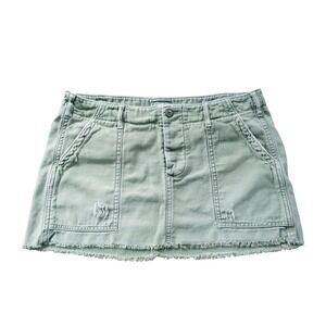 American Eagle Womens Mini Micro Cargo Skirt 4 Green Y2K Distressed 00s Grunge